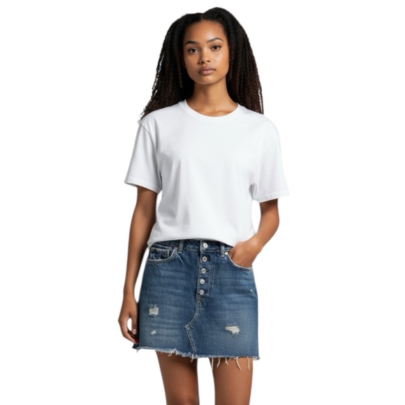 Free People Dresses & Skirts - We The Free Denim Mini Skirt Women 30 – OB826306 Distressed Button Fly        
F